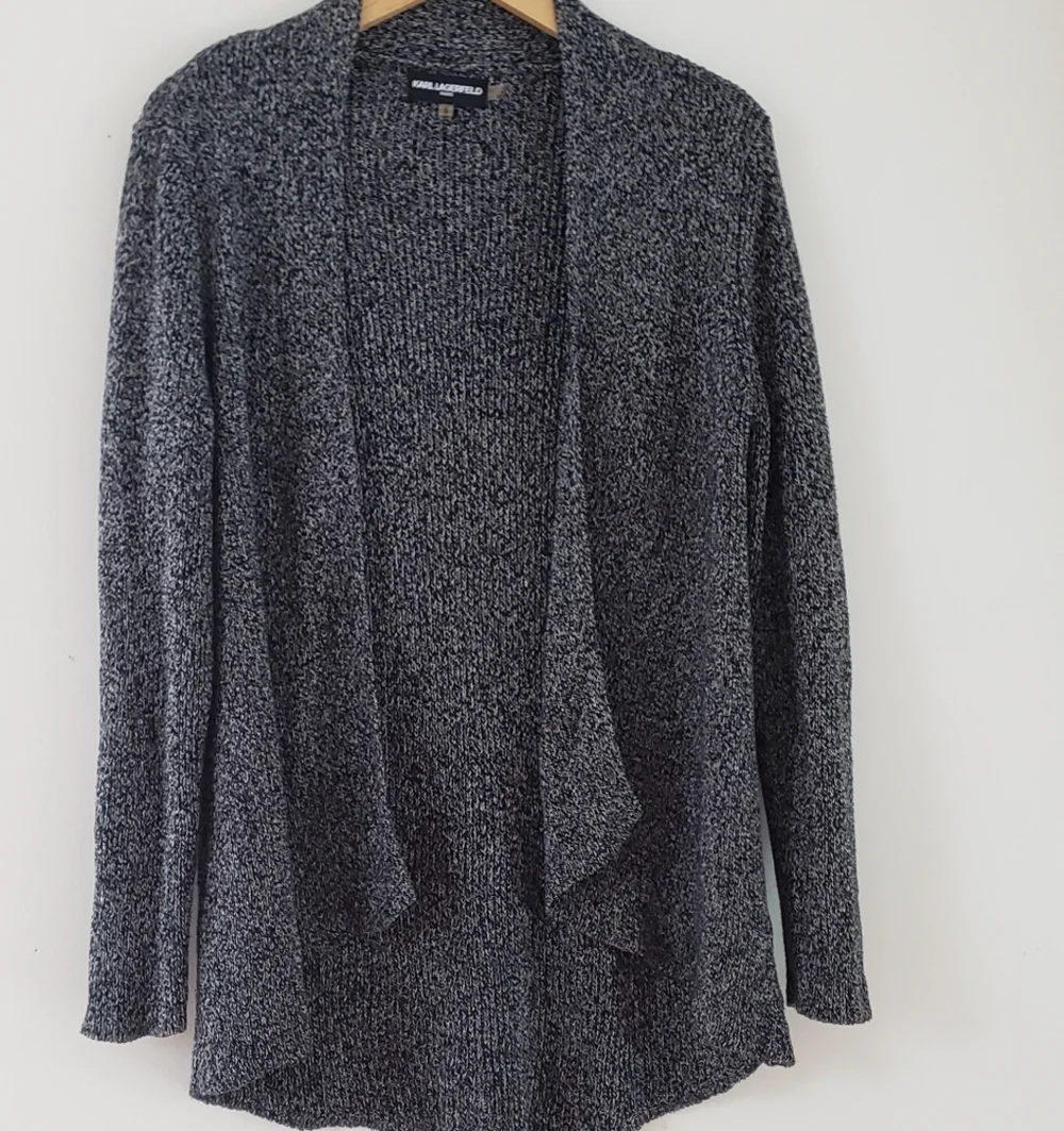 Karl Lagerfeld Gray Heather Cascade High-Low Sweater Cardigan